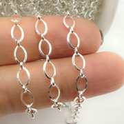 V177SS. Sterling Silver Diamond Cut Oval & Flat Round Link Chain